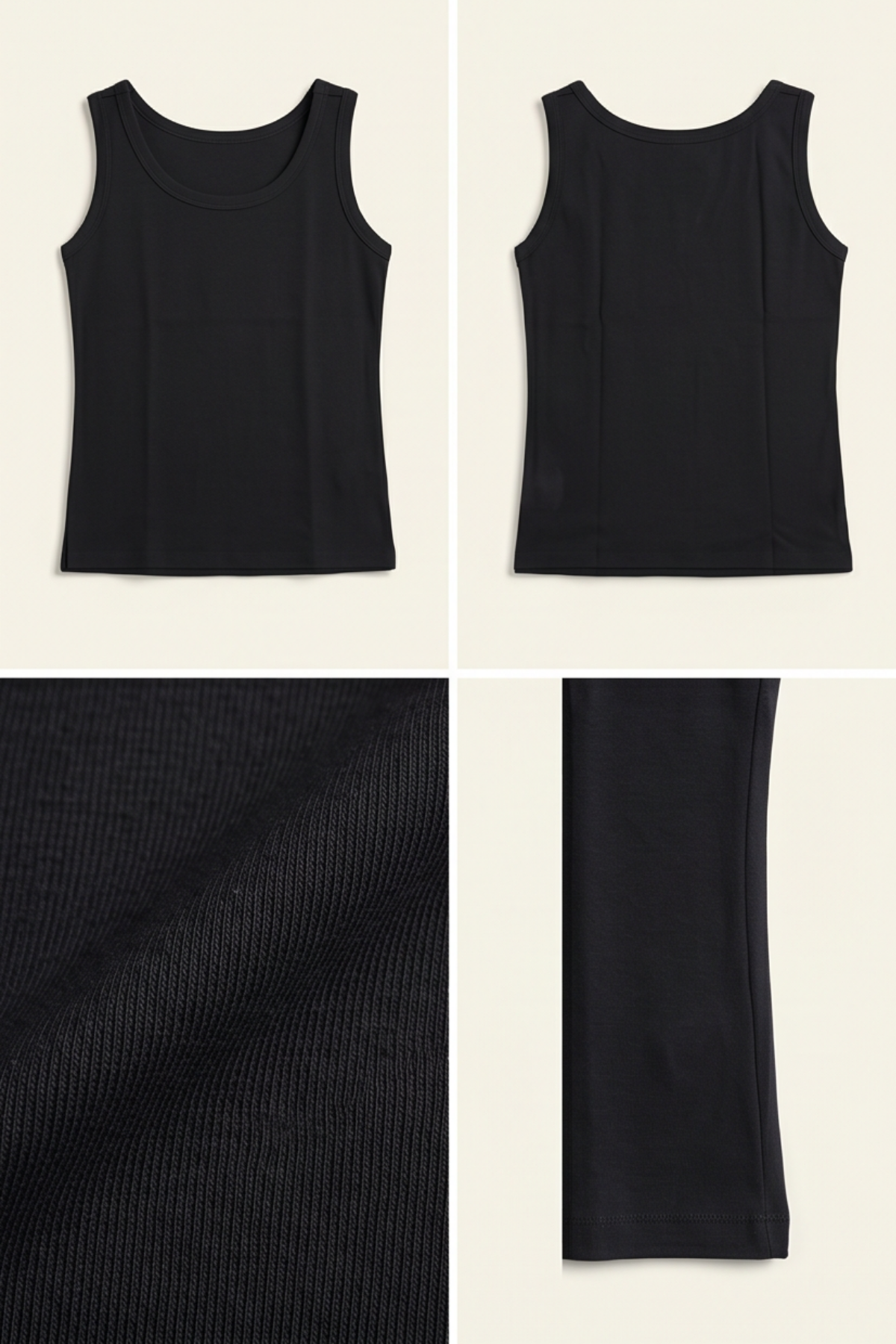 Premium Pamuklu Kumaş Kadın Siyah Crop Atlet - U Yakalı Spor ve Şık Basic Bluz - Slim Fit Yazlık Üst