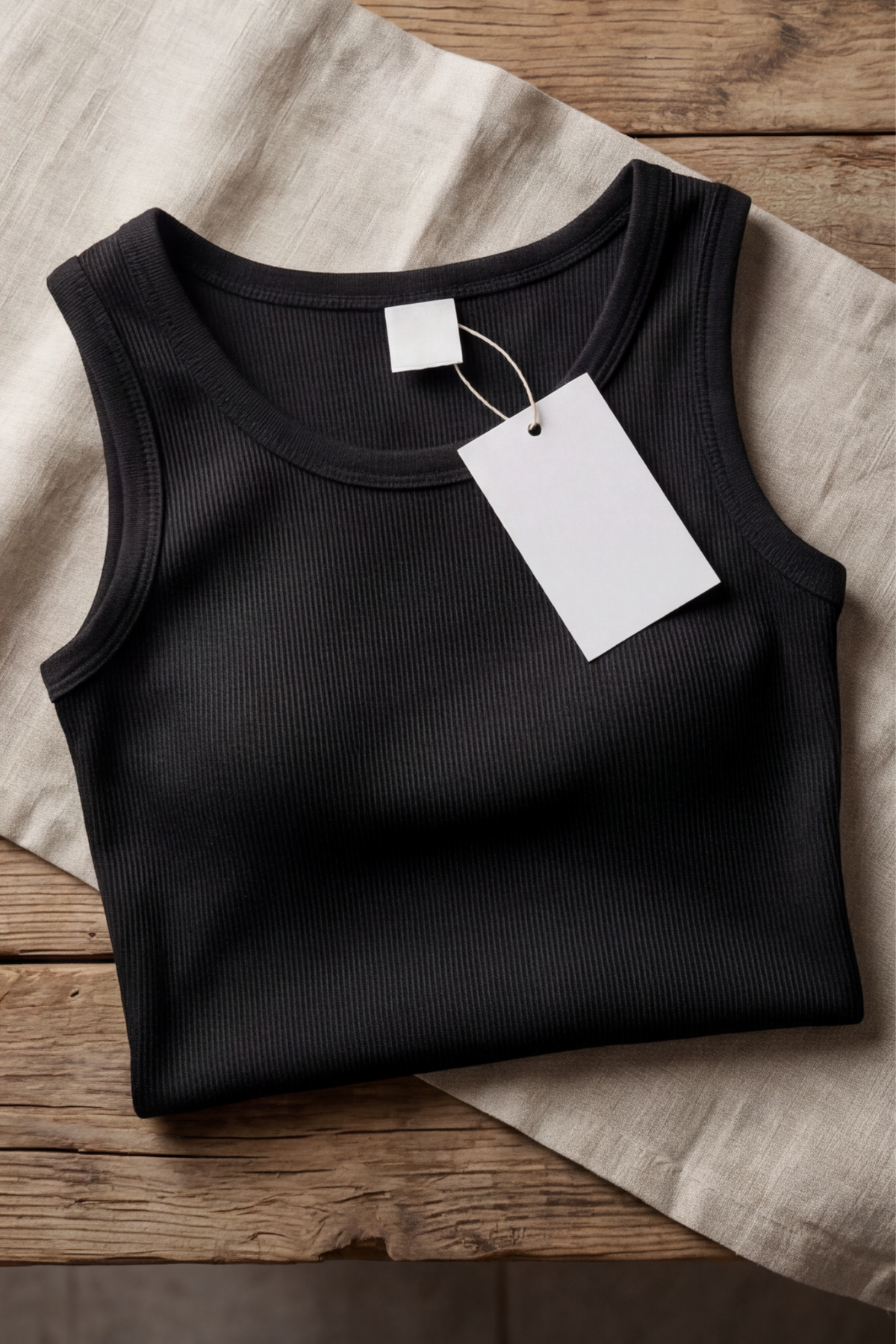 Premium Pamuklu Kumaş Kadın Siyah Crop Atlet - U Yakalı Spor ve Şık Basic Bluz - Slim Fit Yazlık Üst