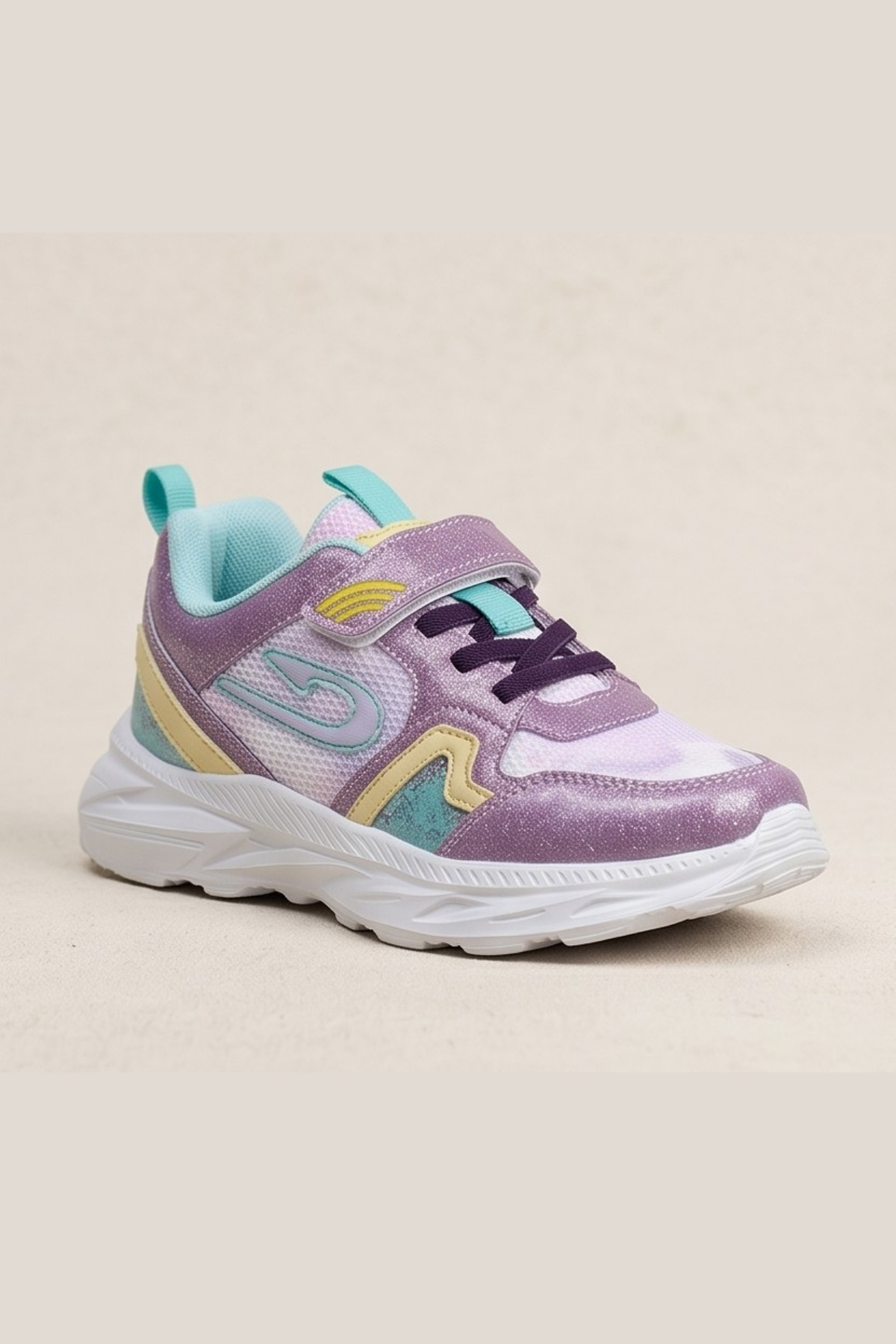 Lila Dream Işıltılı Mor Cırt Cırtlı Hafif ve Esnek Tabanlı Nefes Alabilir Kız Çocuk Spor Ayakkabı Sneaker – Okul ve Günlük Kullanım İçin Ortopedik Destekli Yürüyüş Ayakkabısı