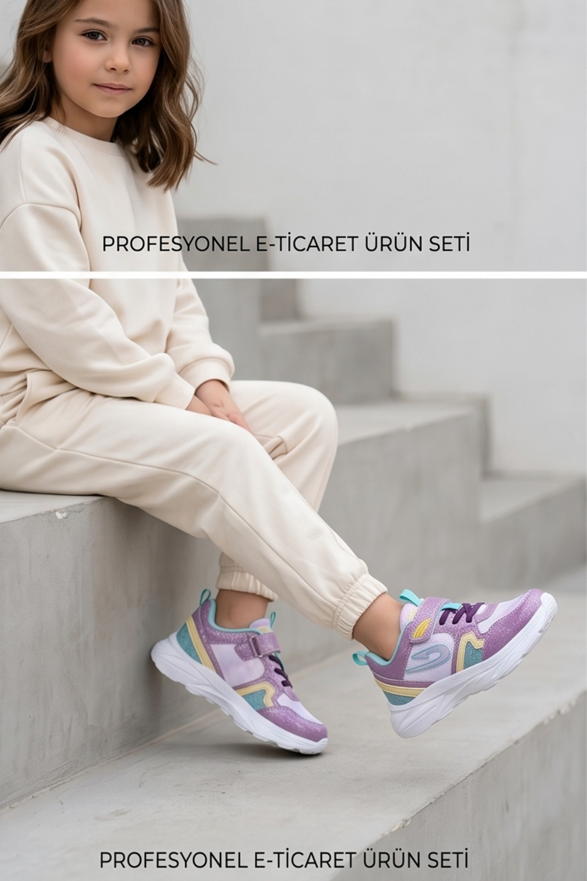 Lila Dream Işıltılı Mor Cırt Cırtlı Hafif ve Esnek Tabanlı Nefes Alabilir Kız Çocuk Spor Ayakkabı Sneaker – Okul ve Günlük Kullanım İçin Ortopedik Destekli Yürüyüş Ayakkabısı