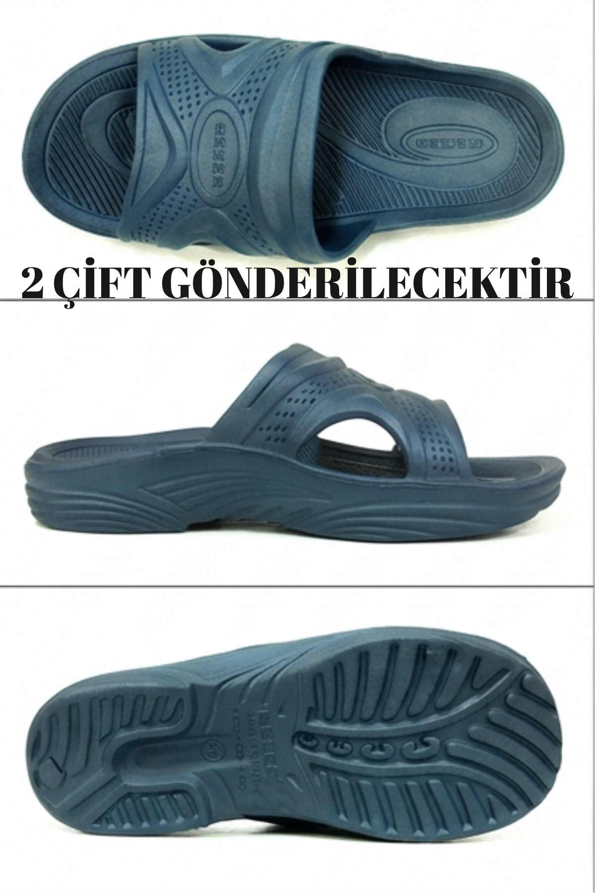 2 ADET GÖNDERİLECEKTİR - HydroFlex Unisex Lacivert Anatomik Destekli Yumuşak Taban Plaj Havuz Terliği - Günlük Hafif Islak Zemin Kaymaz Ev ve Dış Mekan Spor Banyo Terlik