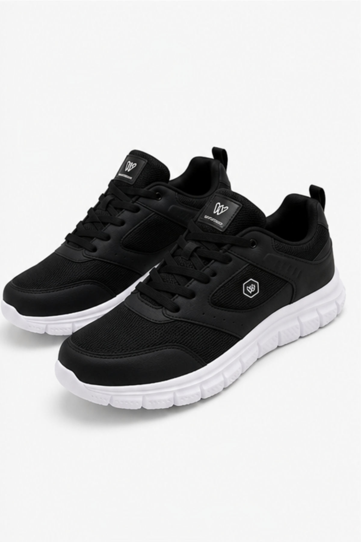 PureWalk Unisex Siyah Beyaz KalınTabanlı Spor Ayakkabı - Hafif Esnek Günlük Yürüyüş Sneaker Rahat Koşu ve Şehir Ayakkabısı