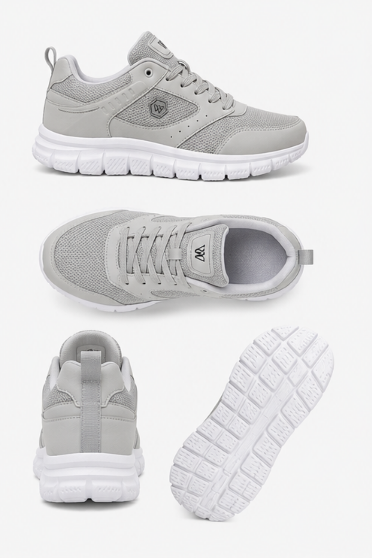 PureWalk Unisex Gri Kalın Tabanlı Spor Ayakkabı - Hafif Esnek Günlük Yürüyüş Sneaker Rahat Koşu ve Şehir Ayakkabısı