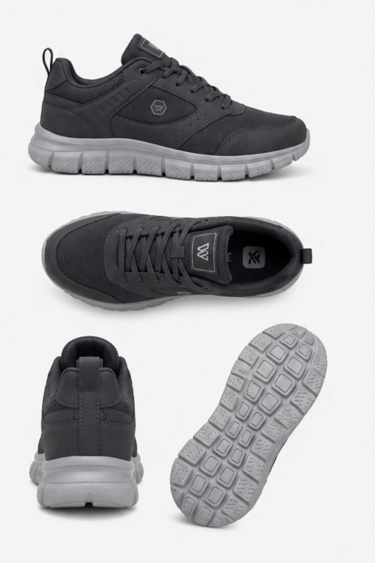 PureWalk Unisex Füme Kalın Tabanlı Spor Ayakkabı - Hafif Esnek Günlük Yürüyüş Sneaker Rahat Koşu ve Şehir Ayakkabısı