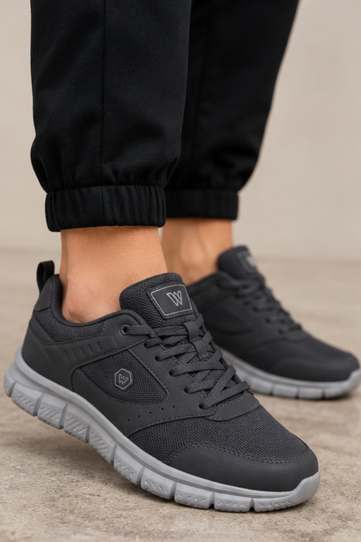 PureWalk Unisex Füme Kalın Tabanlı Spor Ayakkabı - Hafif Esnek Günlük Yürüyüş Sneaker Rahat Koşu ve Şehir Ayakkabısı