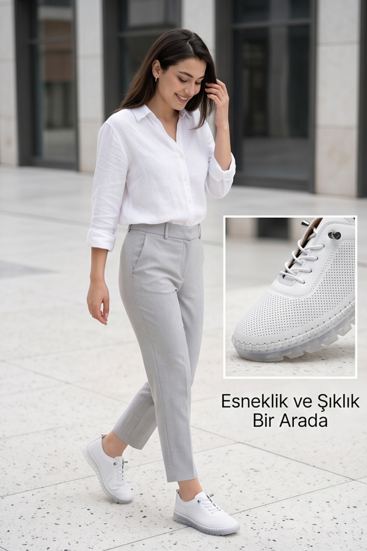 FlexiGel Tam Ortopedik Jel Tabanlı Kadın Beyaz Loafer - Ultra Esnek Nefes Alabilir Hafif Günlük Anne Ayakkabısı