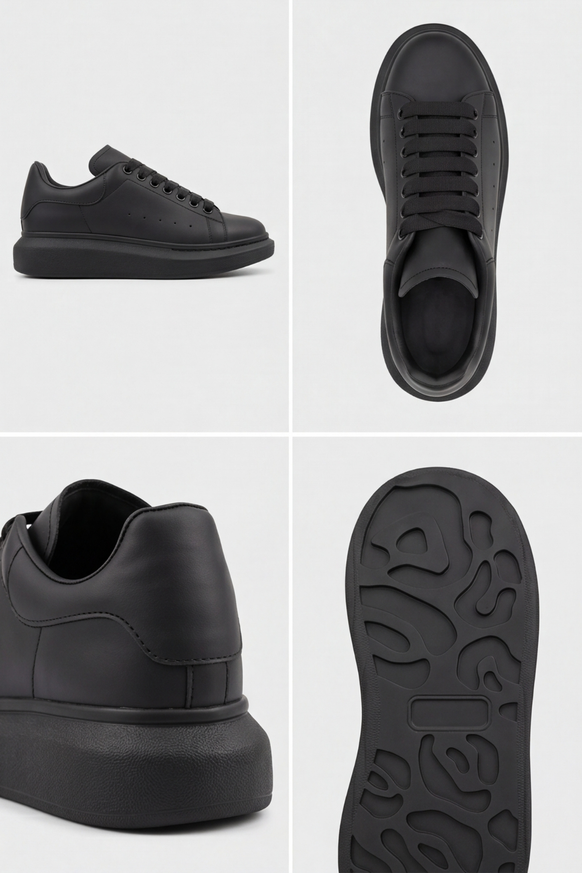 LiaQuenn - Rahat ve Hafif Yüksek Tabanlı Yürüyüş Günlük Spor Giy Çık Unisex Siyah Sneaker Ayakkabı