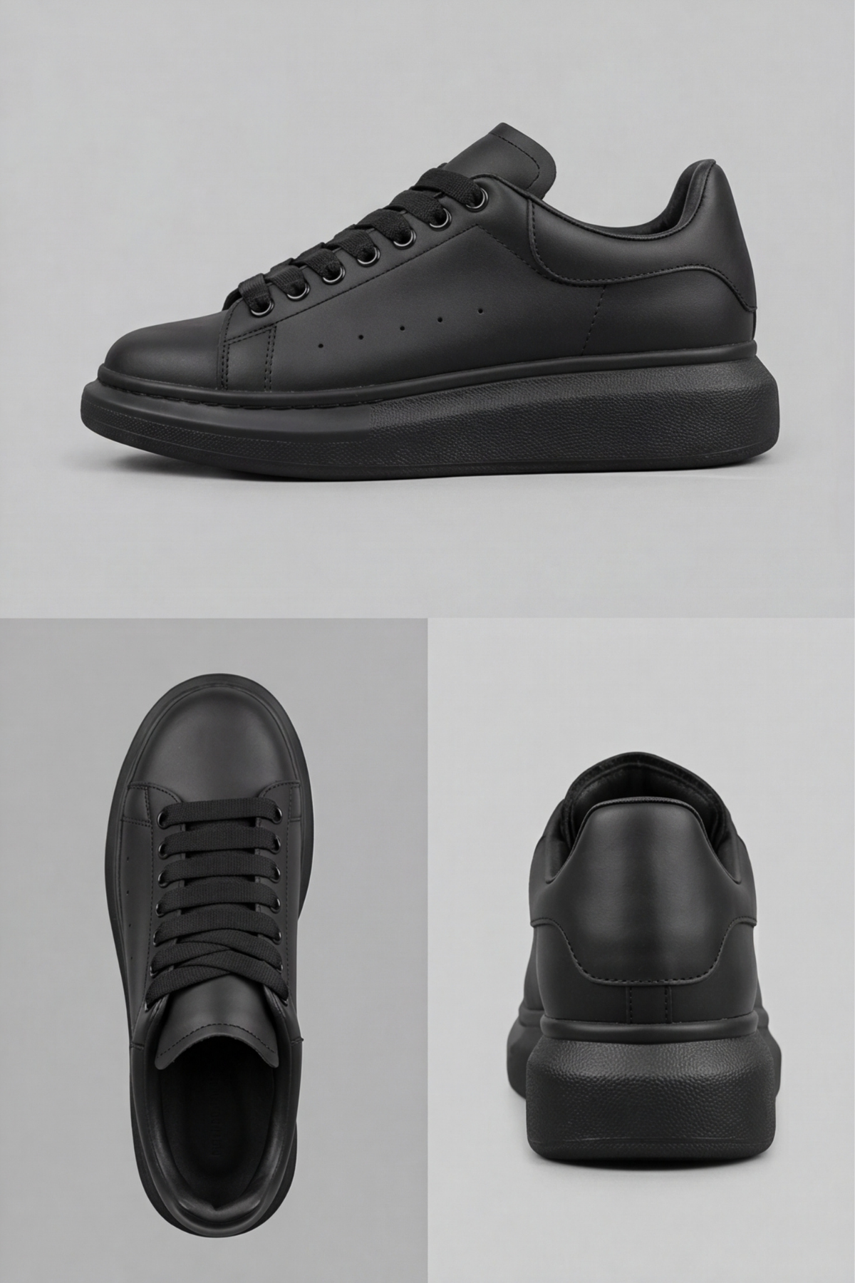LiaQuenn - Rahat ve Hafif Yüksek Tabanlı Yürüyüş Günlük Spor Giy Çık Unisex Siyah Sneaker Ayakkabı
