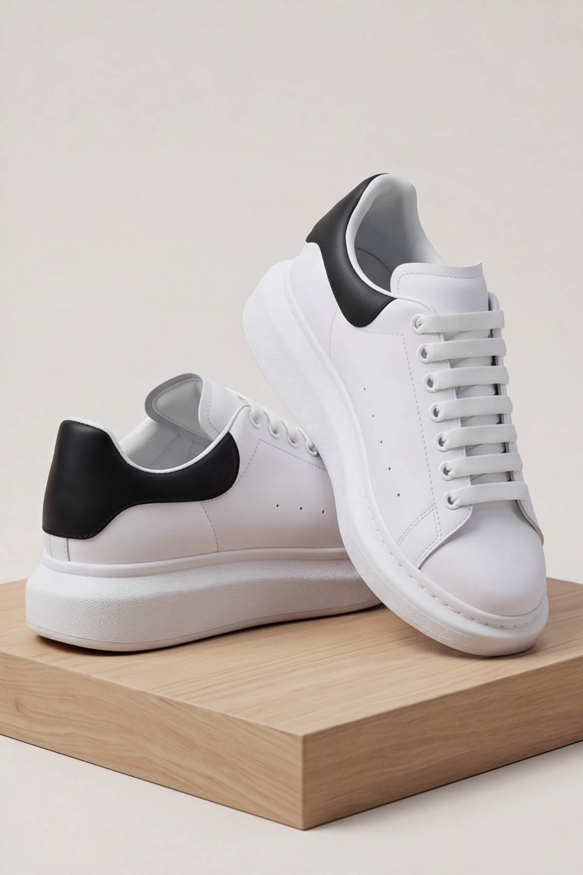 LiaQuenn - Rahat ve Hafif Yüksek Tabanlı Yürüyüş Günlük Spor Giy Çık Unisex Beyaz-Siyah Sneaker Ayakkabı