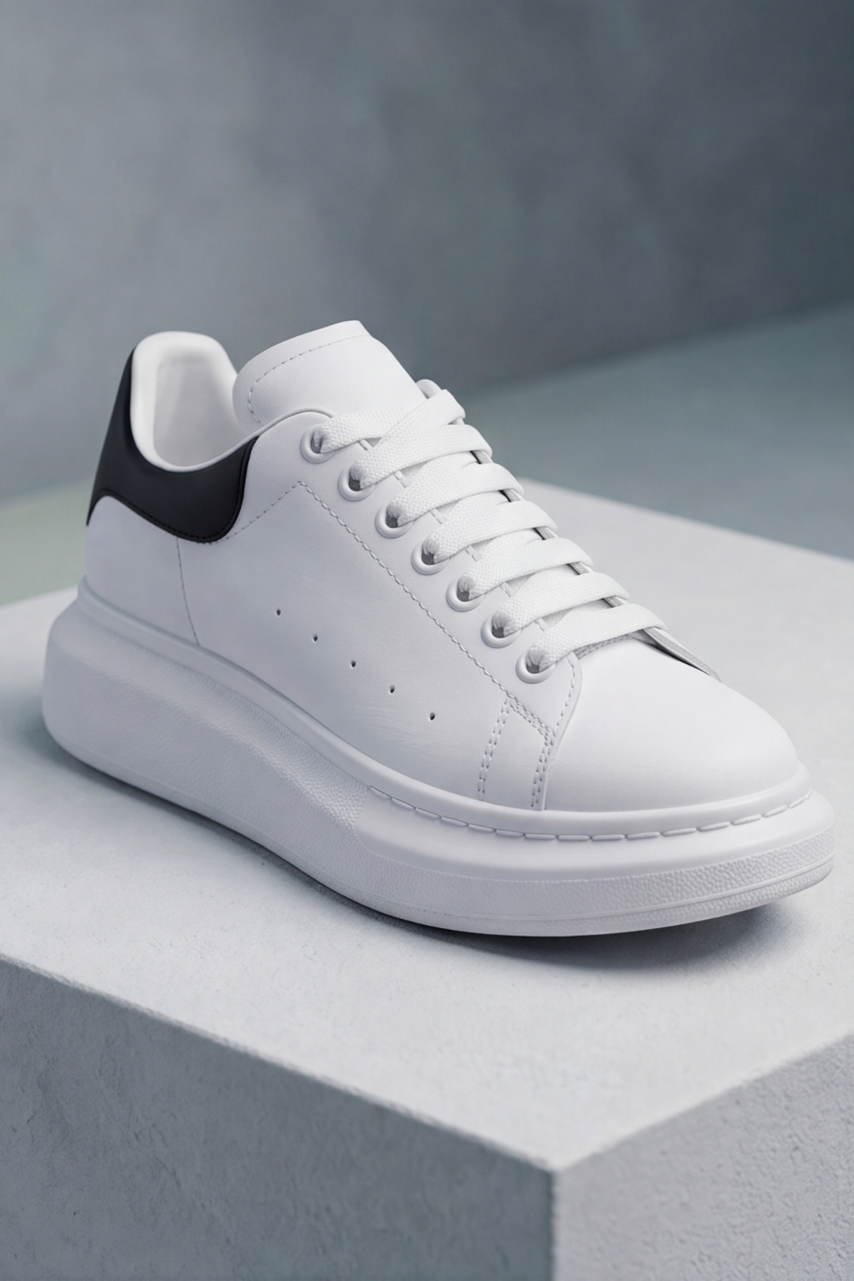 LiaQuenn - Rahat ve Hafif Yüksek Tabanlı Yürüyüş Günlük Spor Giy Çık Unisex Beyaz-Siyah Sneaker Ayakkabı