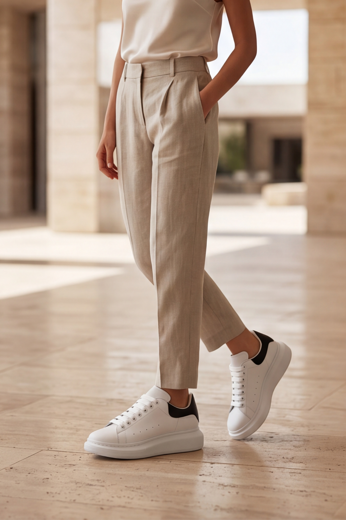 LiaQuenn - Rahat ve Hafif Yüksek Tabanlı Yürüyüş Günlük Spor Giy Çık Unisex Beyaz-Siyah Sneaker Ayakkabı