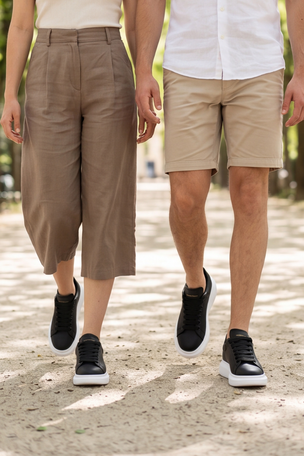 LiaQuenn - Rahat ve Hafif Yüksek Tabanlı Yürüyüş Günlük Spor Giy Çık Unisex Siyah-Beyaz Sneaker Ayakkabı