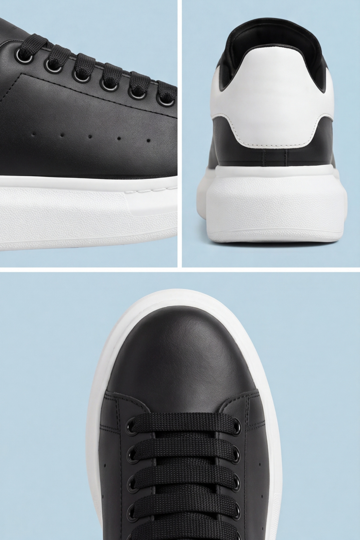 LiaQuenn - Rahat ve Hafif Yüksek Tabanlı Yürüyüş Günlük Spor Giy Çık Unisex Beyaz-Siyah-Beyaz Sneaker Ayakkabı