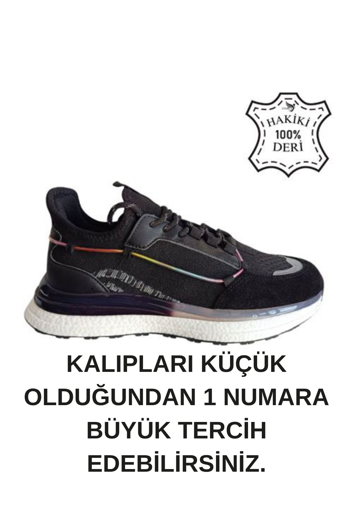 Hakiki Deri Jel Köpük Yüksek Taban Ortopedik İthal Bağcıklı Spor Ayakkabı Sneaker Dar kalıp