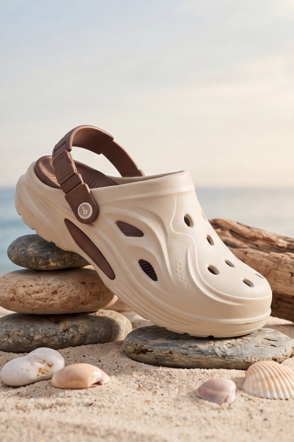 Terra Strata: Erkek Çift Tabanlı Bej-Kahverengi Comfort Clog Erkek Terlik - Tokalı Arka Bantlı Spor Sandalet, Havuz, Plaj ve Günlük Doğa Yürüyüşü Anatomik Terliği