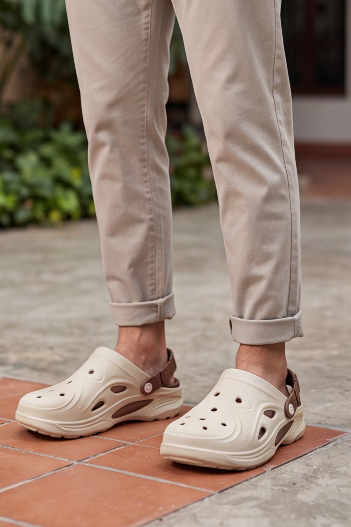 Terra Strata: Erkek Çift Tabanlı Bej-Kahverengi Comfort Clog Erkek Terlik - Tokalı Arka Bantlı Spor Sandalet, Havuz, Plaj ve Günlük Doğa Yürüyüşü Anatomik Terliği