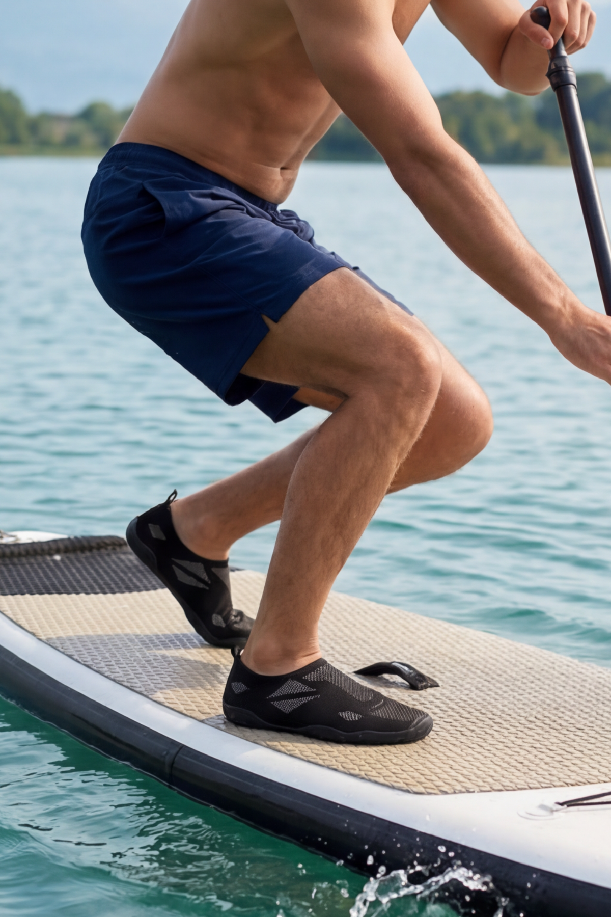 WAVEGLIDE - Esnek Siyah - Beyaz Unisex Deniz ve Plaj Ayakkabısı, Nefes Alabilir ve Hızlı Kuruyan Kumaş Dokulu Hafif Havuz ve Sörf Ayakkabısı