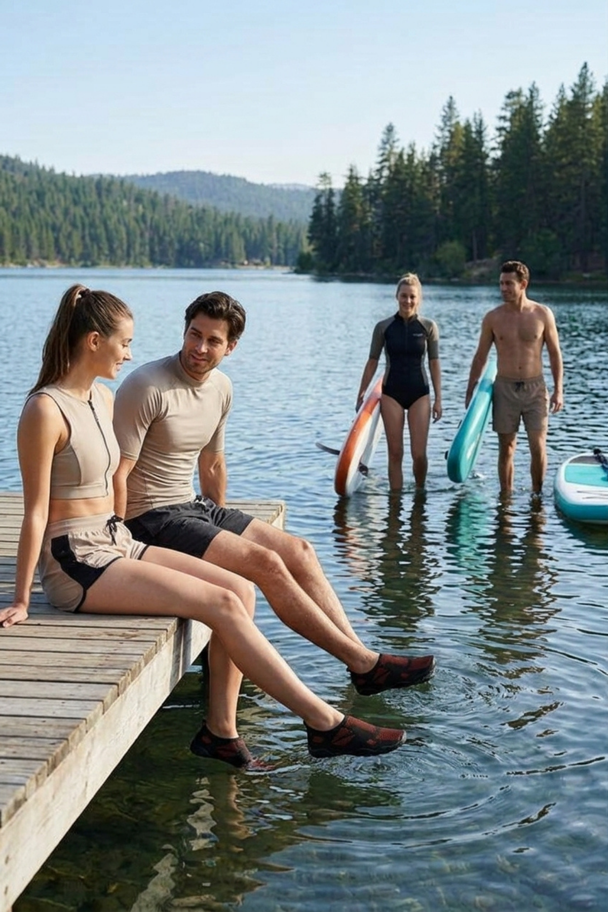 WAVEGLIDE - Esnek Siyah - Turuncu Unisex Deniz ve Plaj Ayakkabısı, Nefes Alabilir ve Hızlı Kuruyan Kumaş Dokulu Hafif Havuz ve Sörf Ayakkabısı
