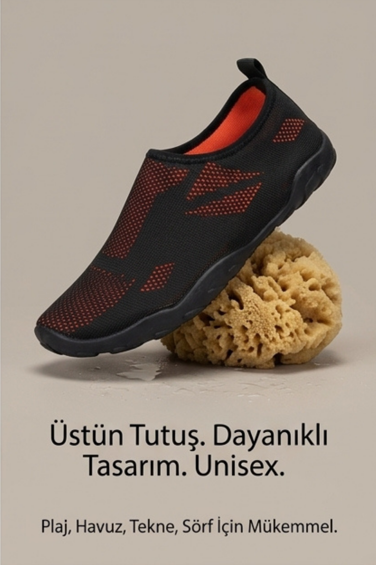 WAVEGLIDE - Esnek Siyah - Turuncu Unisex Deniz ve Plaj Ayakkabısı, Nefes Alabilir ve Hızlı Kuruyan Kumaş Dokulu Hafif Havuz ve Sörf Ayakkabısı
