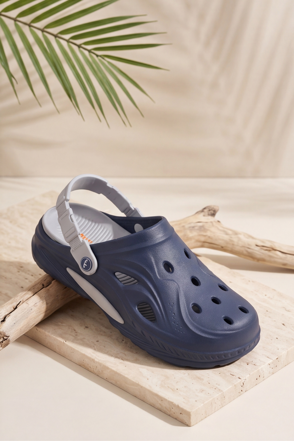 Terra Strata: Erkek Çift Tabanlı Lacivert-Gri Comfort Clog Erkek Terlik - Tokalı Arka Bantlı Spor Sandalet, Havuz, Plaj ve Günlük Doğa Yürüyüşü Anatomik Terliği
