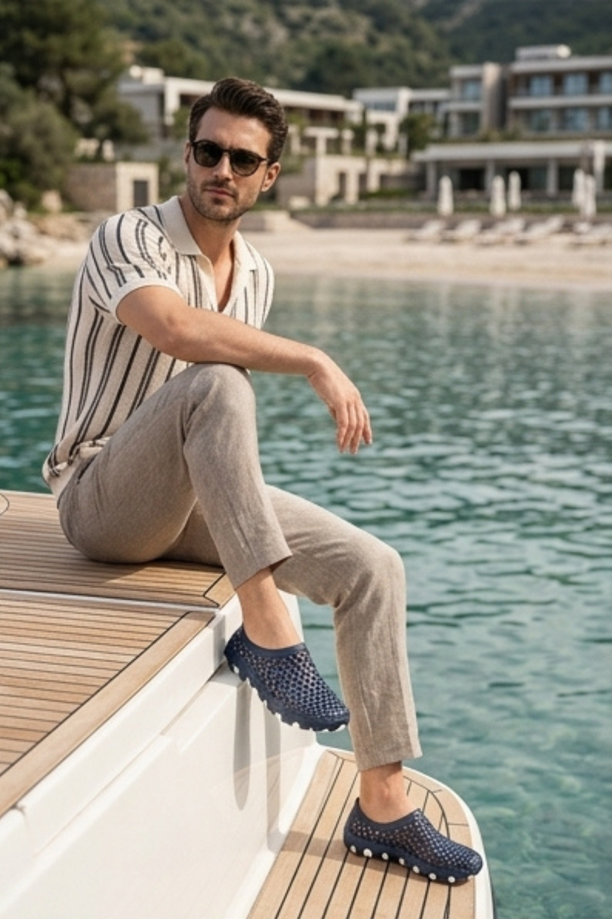 AQUA WAVE - Uniseks(36-45)  Esnek Lacivert-Beyaz Deniz Ayakkabısı | Özel Kabartma Kaymaz Tabanlı, Hızlı Kuruyan Nefes Alabilir Plaj, Havuz ve Tekne Ayakkabısı