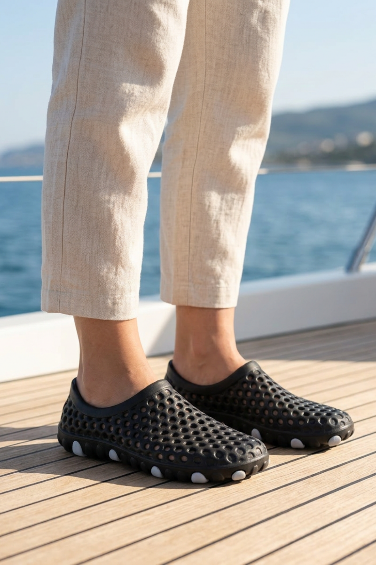 AQUA WAVE - Uniseks(36-45)  Esnek Siyah-Gri Deniz Ayakkabısı | Özel Kabartma Kaymaz Tabanlı, Hızlı Kuruyan Nefes Alabilir Plaj, Havuz ve Tekne Ayakkabısı