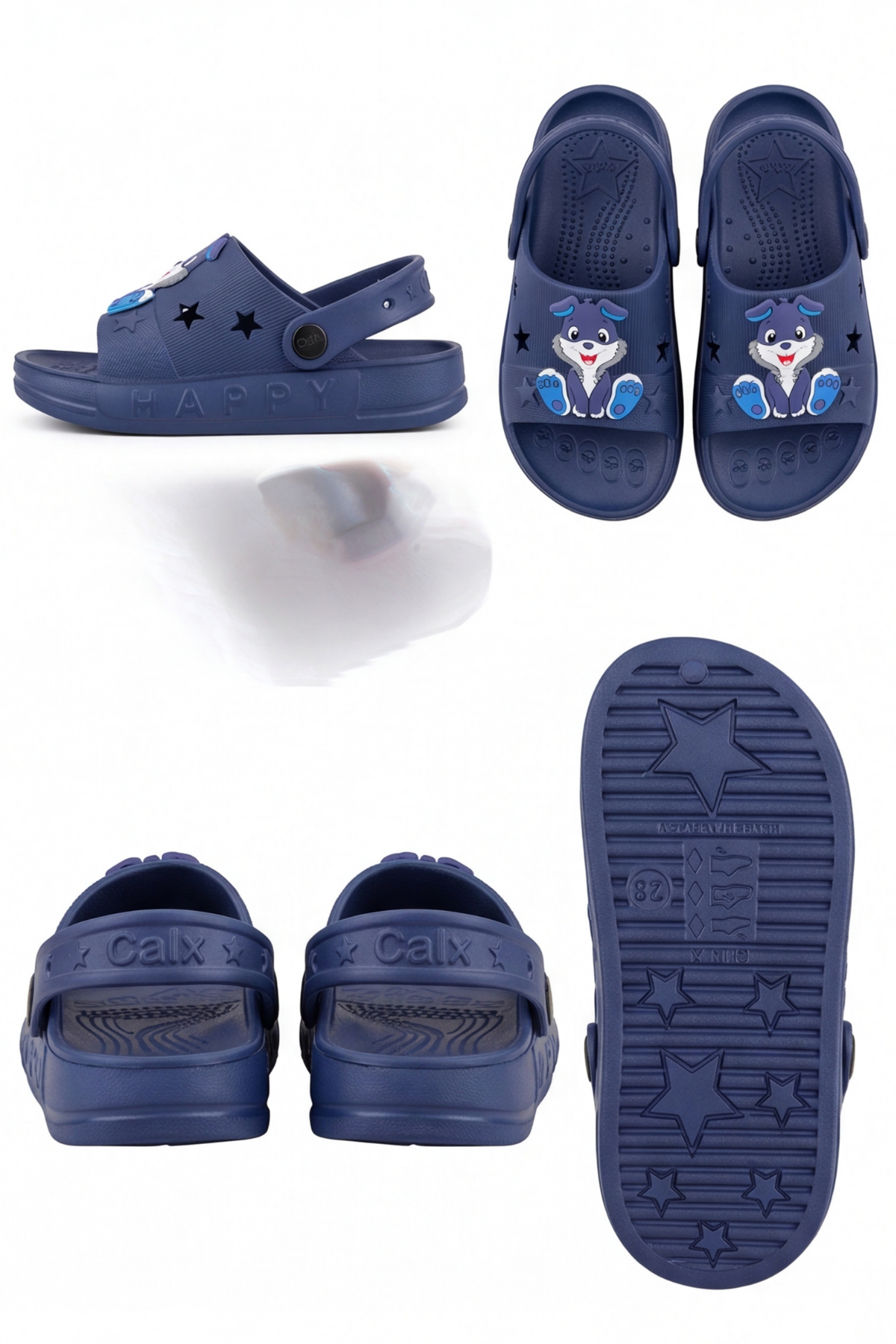 HopKid - Sevimli Tavşan Figürlü Kız Erkek Çocuk Sandalet Terlik - Arkadan Bantlı, Kaymaz Tabanlı, Yıldız Detaylı Hafif Günlük Terlik