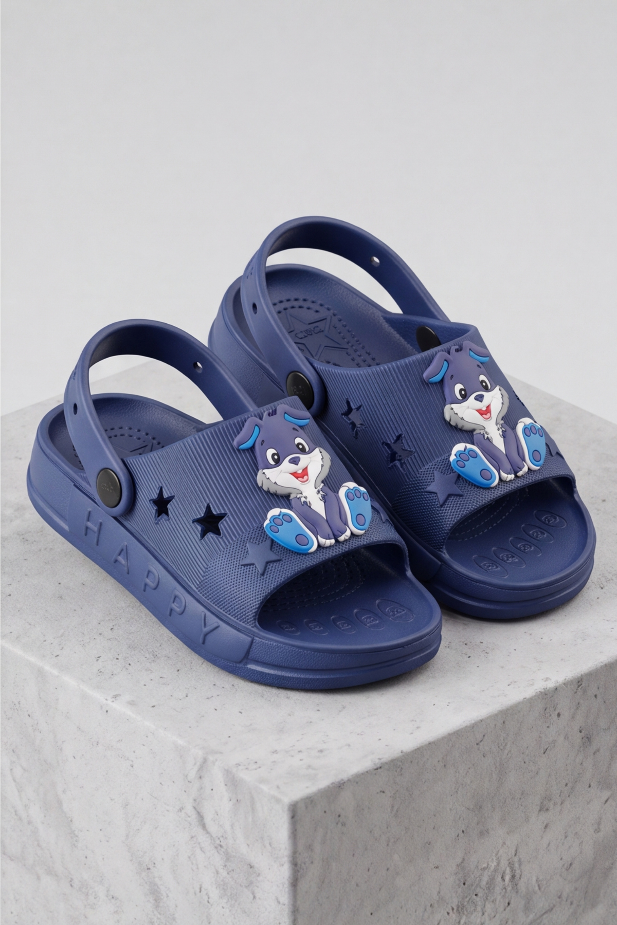 HopKid - Sevimli Tavşan Figürlü Kız Erkek Çocuk Sandalet Terlik - Arkadan Bantlı, Kaymaz Tabanlı, Yıldız Detaylı Hafif Günlük Terlik
