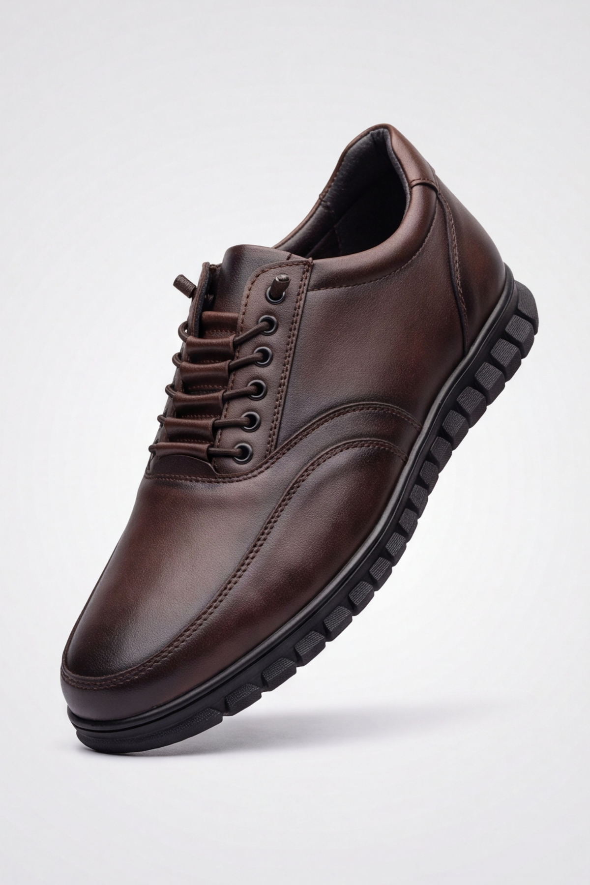 Brown Black – Elastik Bağcıklı Esnek Hafif Taban Günlük Comfort Erkek Casual Spor Ayakkabı