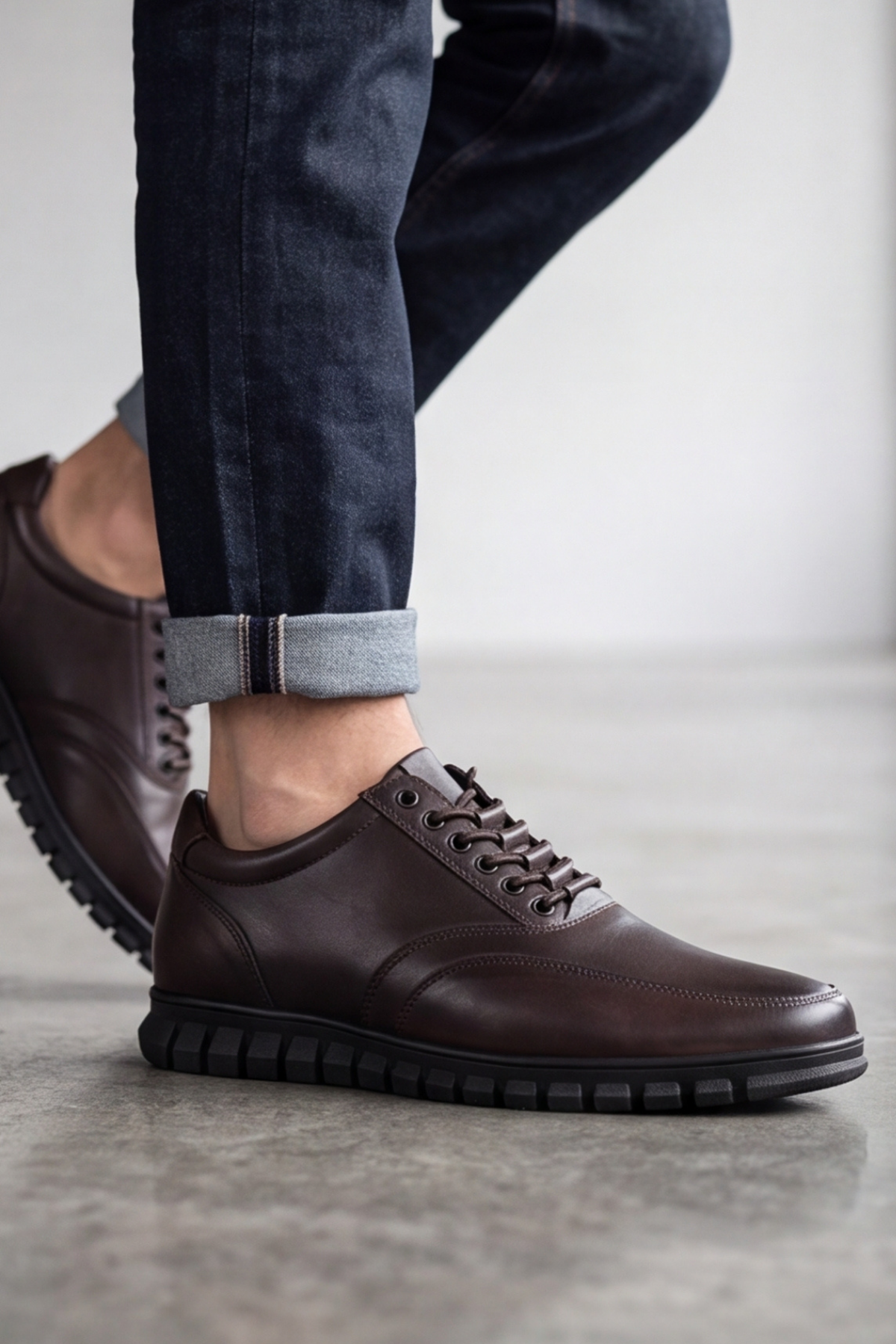 Brown Black – Elastik Bağcıklı Esnek Hafif Taban Günlük Comfort Erkek Casual Spor Ayakkabı
