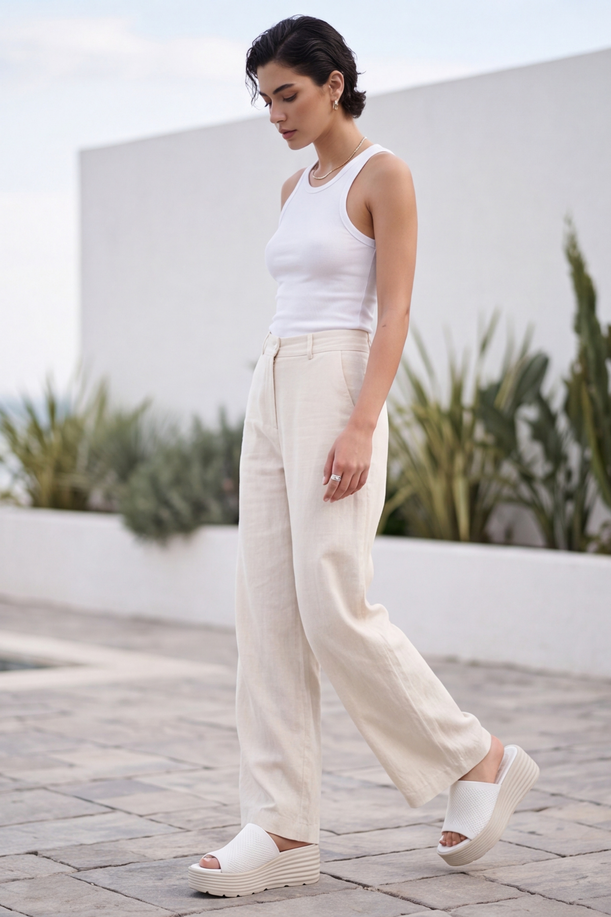 Soft Knit – Triko Bantlı Hafif Dolgu Topuklu Günlük Anatomik Kadın Terliği