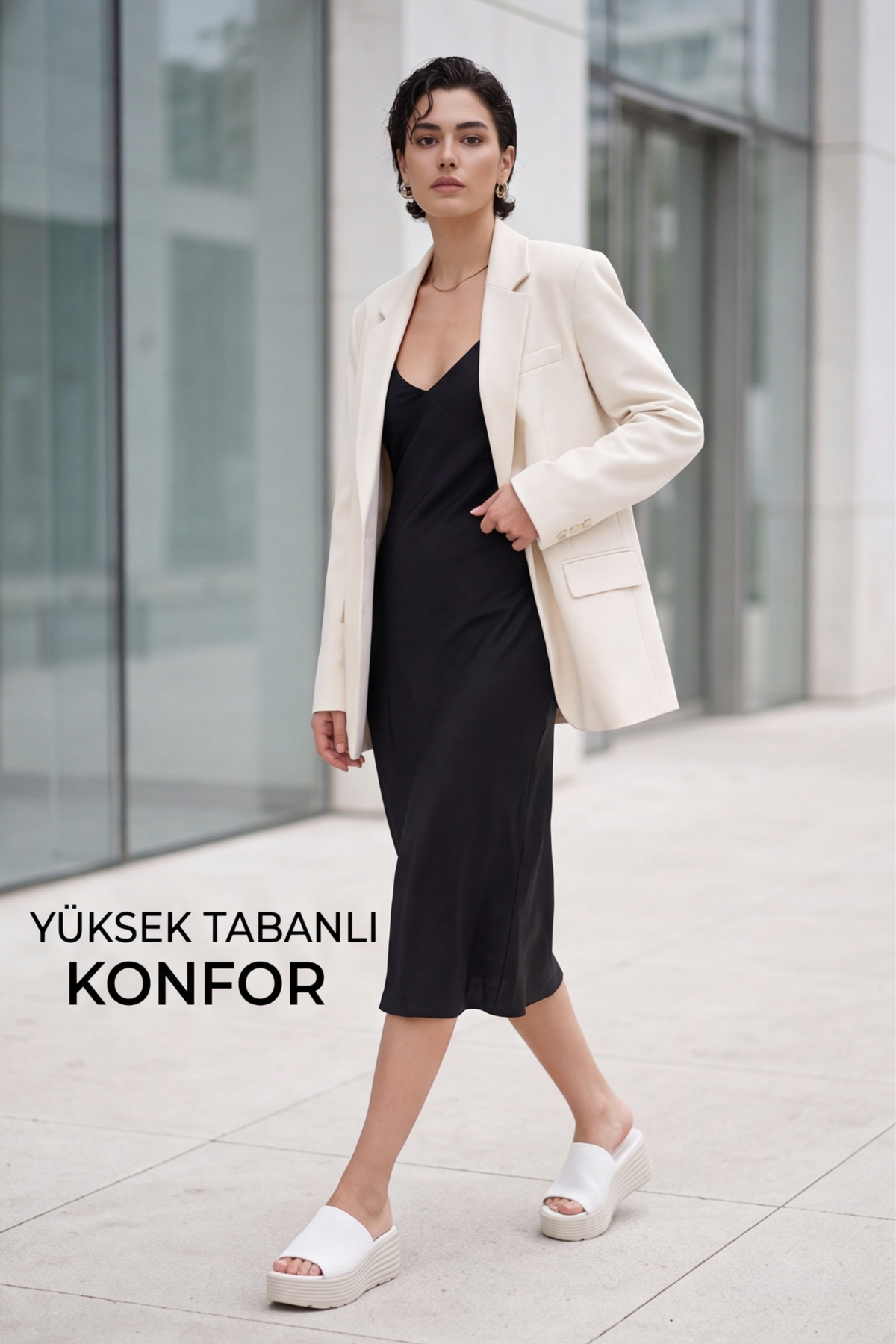 Soft Knit – Triko Bantlı Hafif Dolgu Topuklu Günlük Anatomik Kadın Terliği