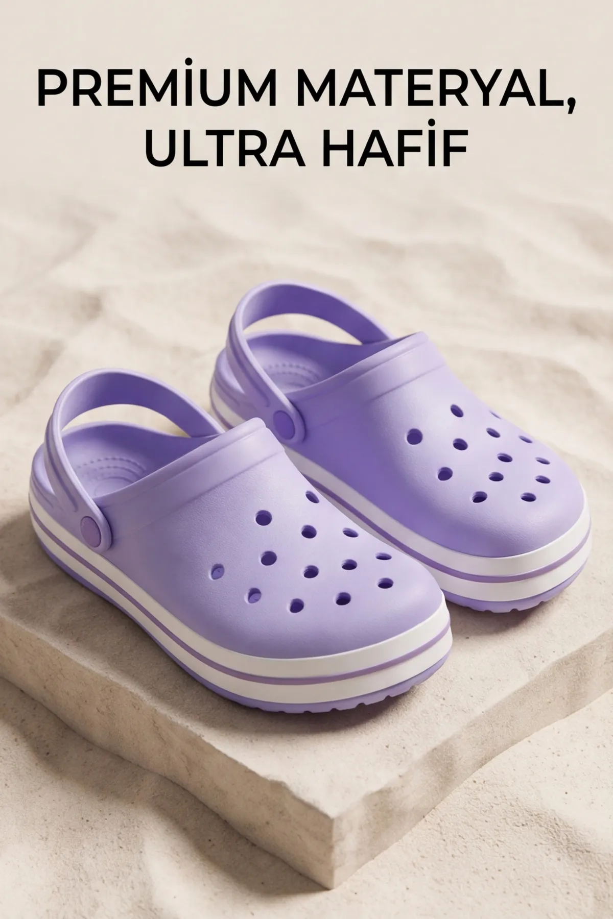 EasyStep - Lila - Beyaz Hafif EVA Sabo Terlik, Ergonomik Tabanlı Nefes Alabilen Islak Zemin Uyumlu Kemerli Hastane, Plaj, Ev ve Günlük Kullanım Terliği - Clog Sandalet