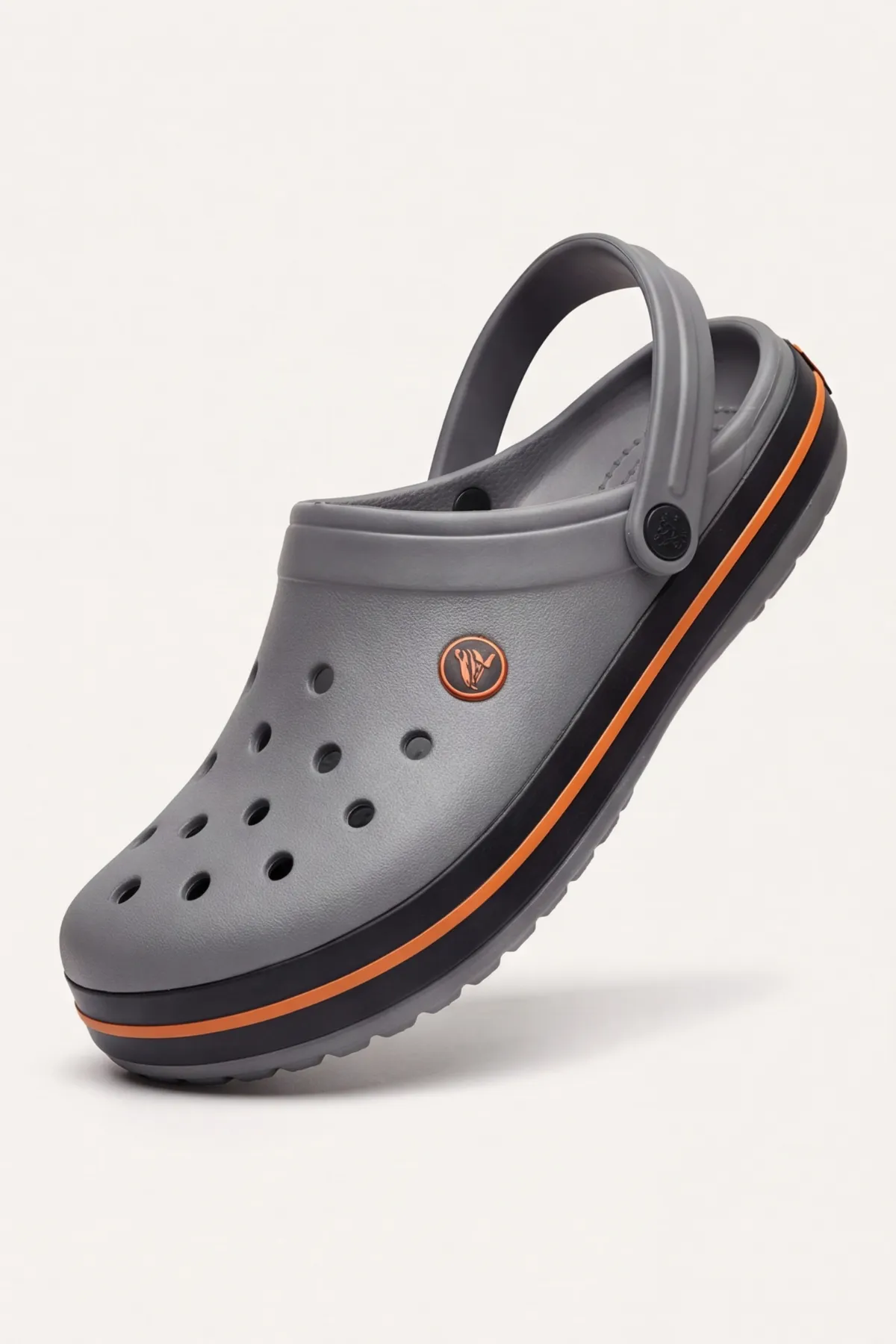 EasyStep - Gri Siyah Turuncu Unisex Hafif EVA Sabo Terlik, Ergonomik Tabanlı Nefes Alabilen Islak Zemin Uyumlu Kemerli Hastane, Plaj, Ev ve Günlük Kullanım Terliği - Clog Sandalet