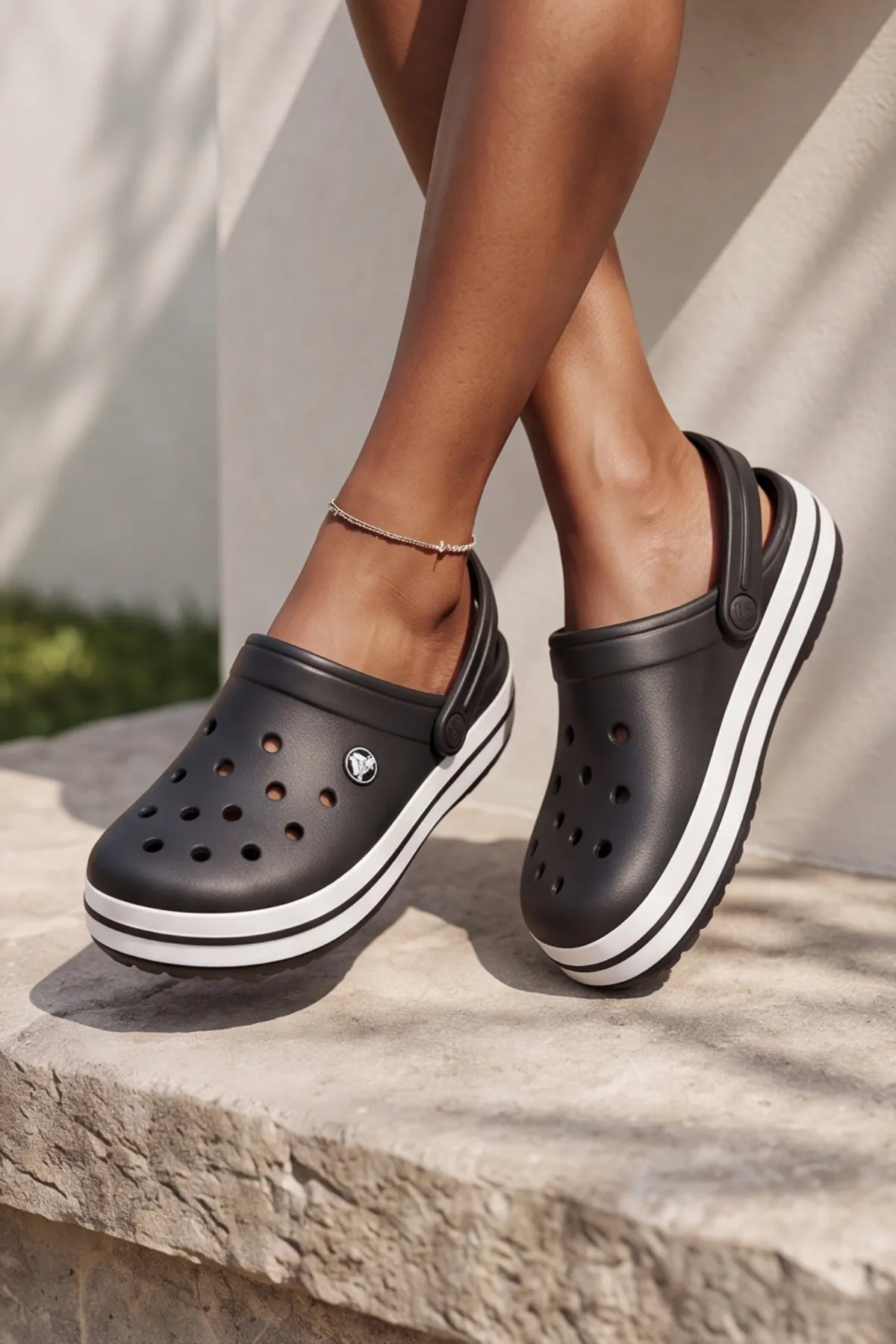 EasyStep - Siyah Unisex Hafif EVA Sabo Terlik, Ergonomik Tabanlı Nefes Alabilen Islak Zemin Uyumlu Kemerli Hastane, Plaj, Ev ve Günlük Kullanım Terliği - Clog Sandalet