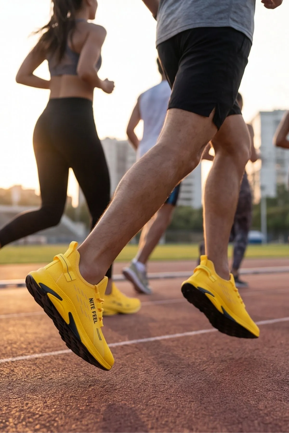 AeroKnit Zumba – Nefes Alabilen Çorap Ayakkabı Esnek Triko Dokulu Ultra Hafif Kadın Erkek Spor Ayakkabı Günlük Koşu ve Fosforlu Sarı Turuncu Yavru Ağzı Unisex Yürüyüş Ayakkabısı