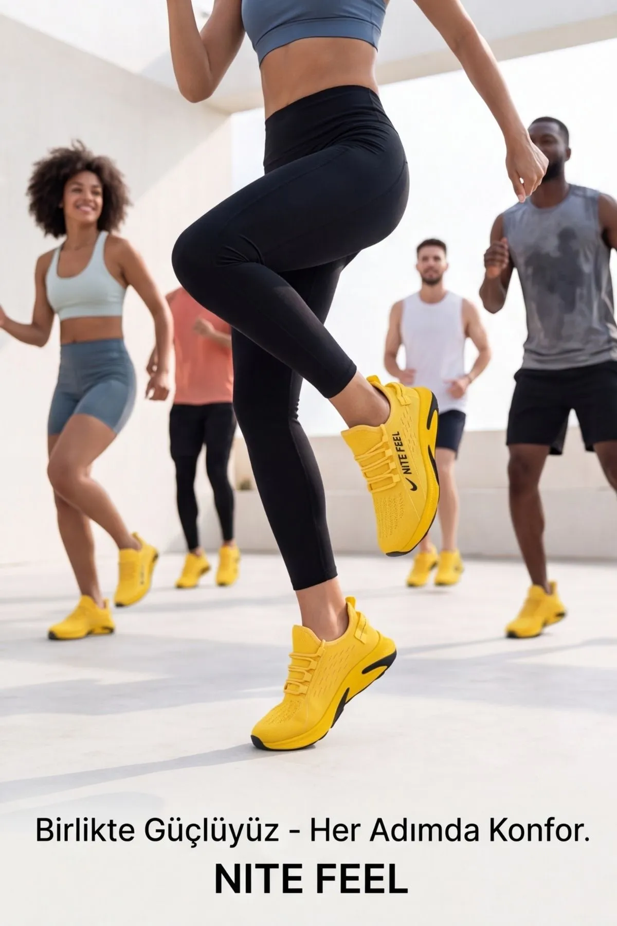 AeroKnit Zumba – Nefes Alabilen Çorap Ayakkabı Esnek Triko Dokulu Ultra Hafif Kadın Erkek Spor Ayakkabı Günlük Koşu ve Fosforlu Sarı Turuncu Yavru Ağzı Unisex Yürüyüş Ayakkabısı
