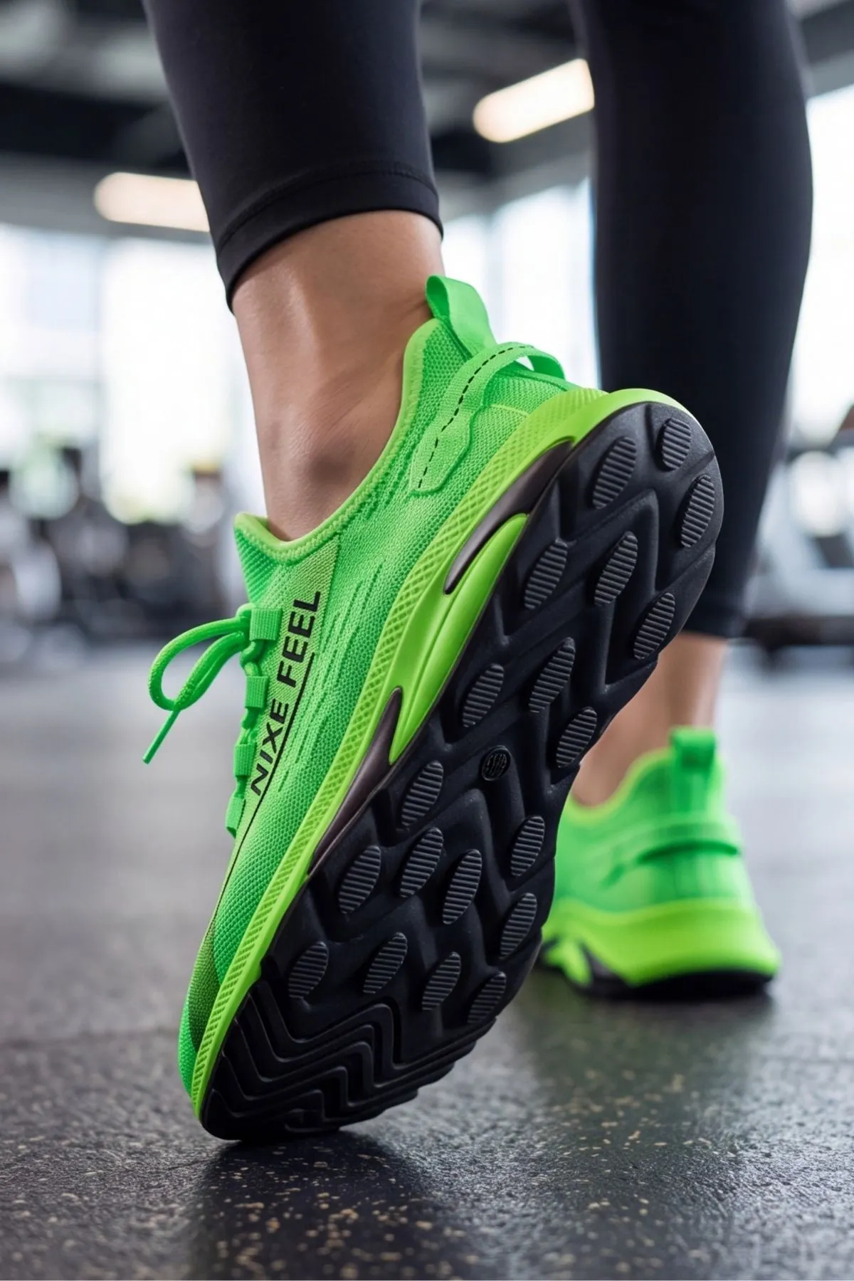 AeroKnit Zumba – Nefes Alabilen Çorap Ayakkabı Esnek Triko Dokulu Ultra Hafif Kadın Erkek Spor Ayakkabı Günlük Koşu ve Fosforlu Yeşil Unisex Yürüyüş Ayakkabısı