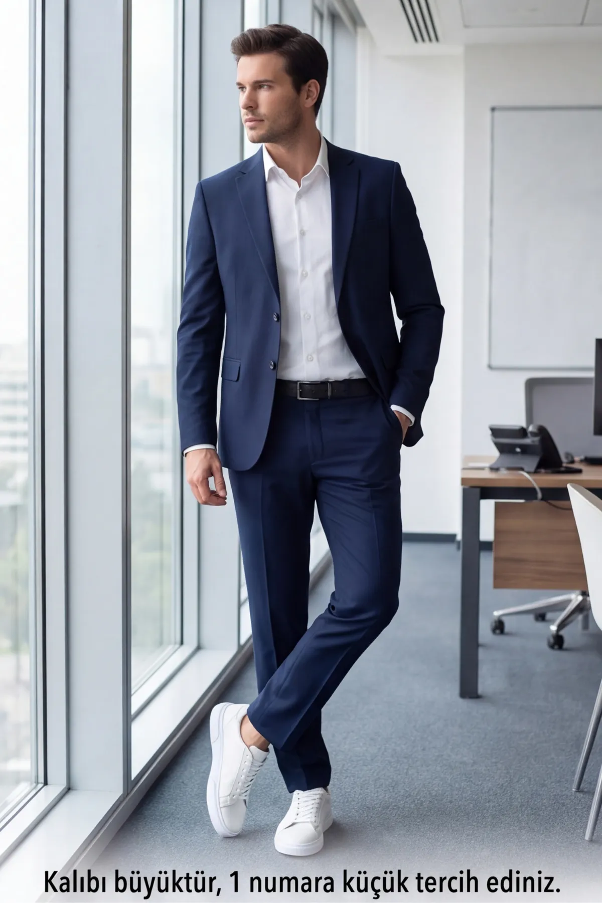 Prestige Sneaker – Hakiki Deri Beyaz Erkek Sneaker, Ergonomik Kalın ve Yumuşak Tabanlı Bağcıklı Günlük Ayakkabı