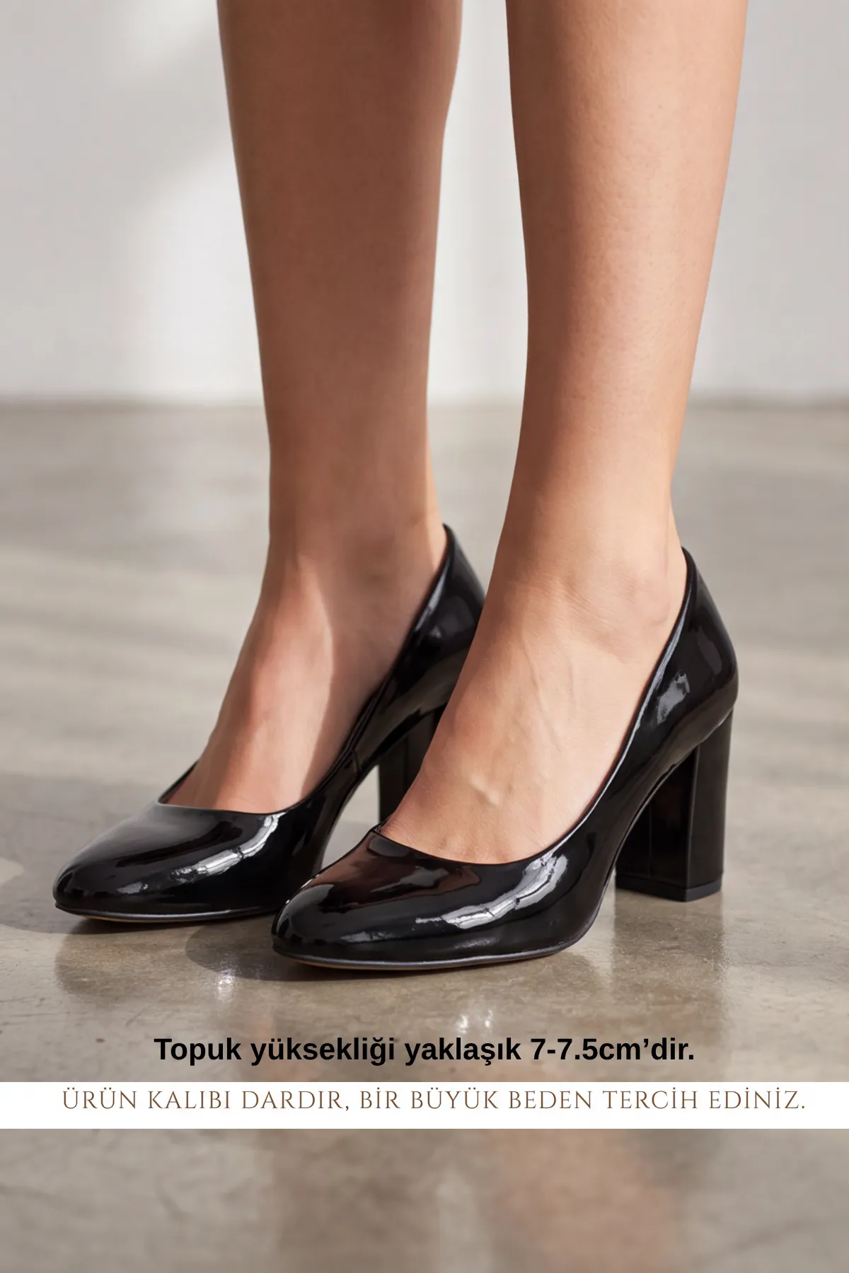 Glitza  – Parlak Rugan Sivri Burun Kalın Topuklu Kadın Stiletto, Konforlu Ve Şık Stiletto Ayakkabı, Klasik Ayakkabı