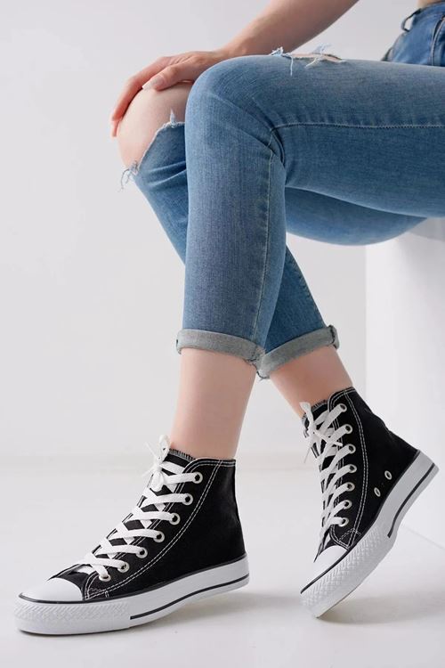 Chuckline Kadın Erkek Yüksek Bilek Kanvas Bez Rahat Taban Bağcıklı Spor Ayakkabı