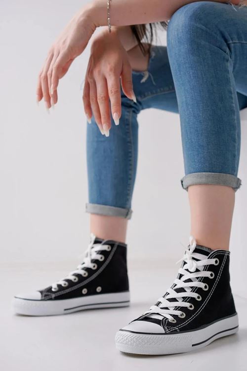 Chuckline Kadın Erkek Yüksek Bilek Kanvas Bez Rahat Taban Bağcıklı Spor Ayakkabı