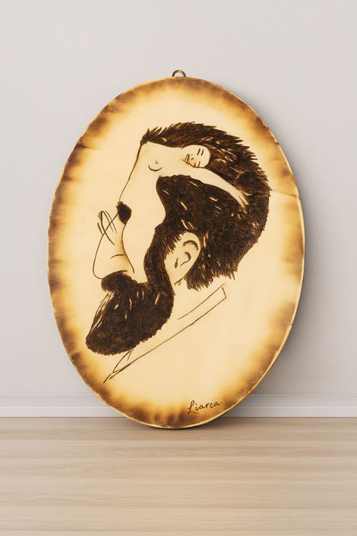 Sigmund Freud ' Bir Adamın Zihninde ' Benzersiz Dokulu Ahşap Yakma El Sanatı 40 * 30 cm Portre Tablo