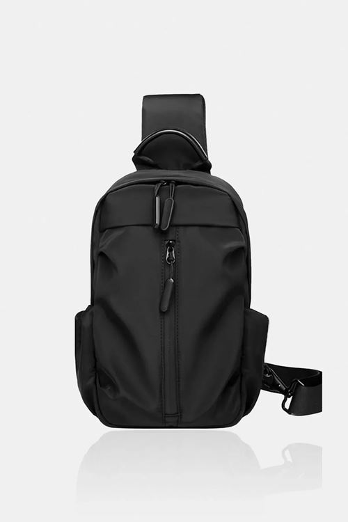 Su İtici Kumaş ve Fermuar Özellikli Siyah Çapraz Askılı Omuz ve Bel Çantası