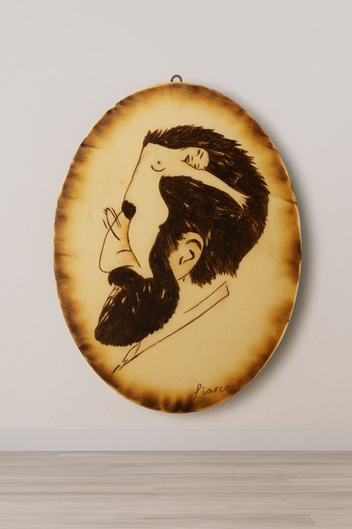 Sigmund Freud ' Bir Adamın Zihninde ' Benzersiz Dokulu Ahşap Yakma El Sanatı 40 * 30 cm Portre Tablo