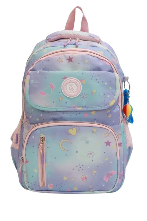 1390 3 lü Tam Ortopedik Renkli Desenli Okul Çanta Seti (Sırt Çantası + Beslenme Çantası + Kalemlik)