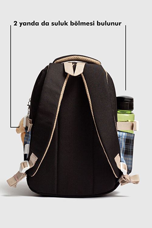 1396 3 lü Ortopedik Çok Gözlü Su Geçirmez Laptop Bölmeli Aksesuarlı Çocuk Okul Sırt Çanta