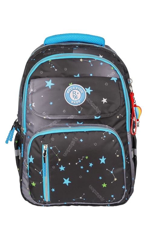 1390 3 lü Tam Ortopedik Renkli Desenli Okul Çanta Seti (Sırt Çantası + Beslenme Çantası + Kalemlik)