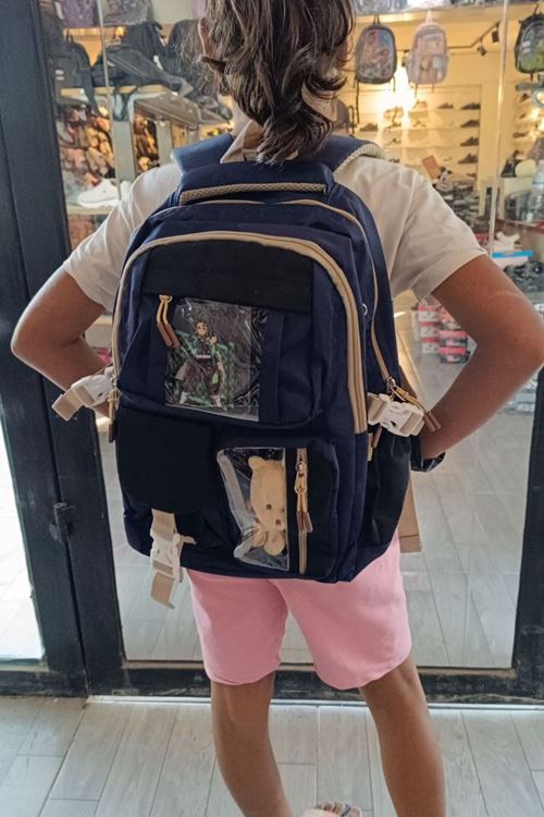 1395 3 lü Ortopedik Çok Gözlü Su Geçirmez Laptop Bölmeli Aksesuarlı Çocuk Okul Sırt Çanta