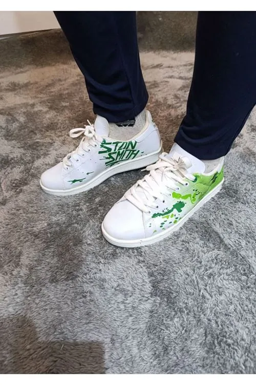 5015 Rahat Şık Beyaz Yeşil Sneaker Yürüyüş Ayakkabısı 36 37 38 39 40 Numara 